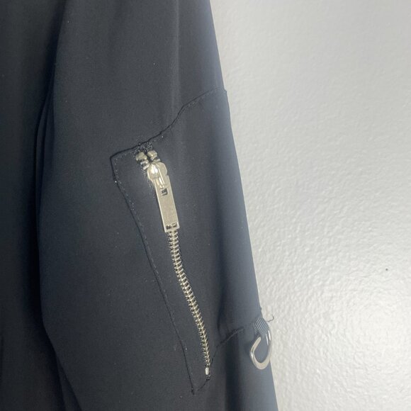 Zara Light Black Bomber Jacket Size XS Bikercore Edgy Layering Moto Neutral - Picture 4 of 7